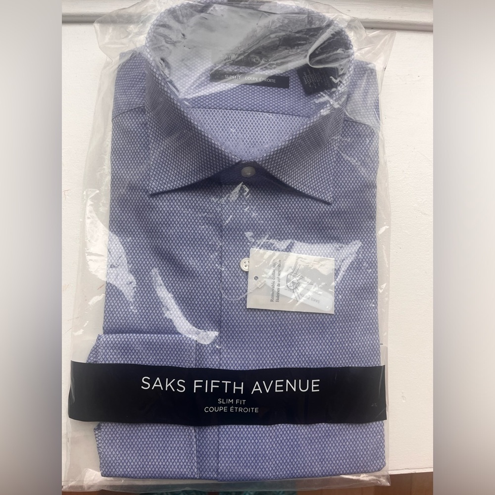 Saks Fifth Avenue Blue Men's Shirt NWT